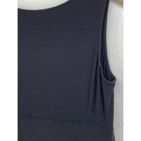 EILEEN FISHER Dress XS Stretch Rayon Jersey Surplice Tank Maxi Shirred Black USA - Picture 8 of 16